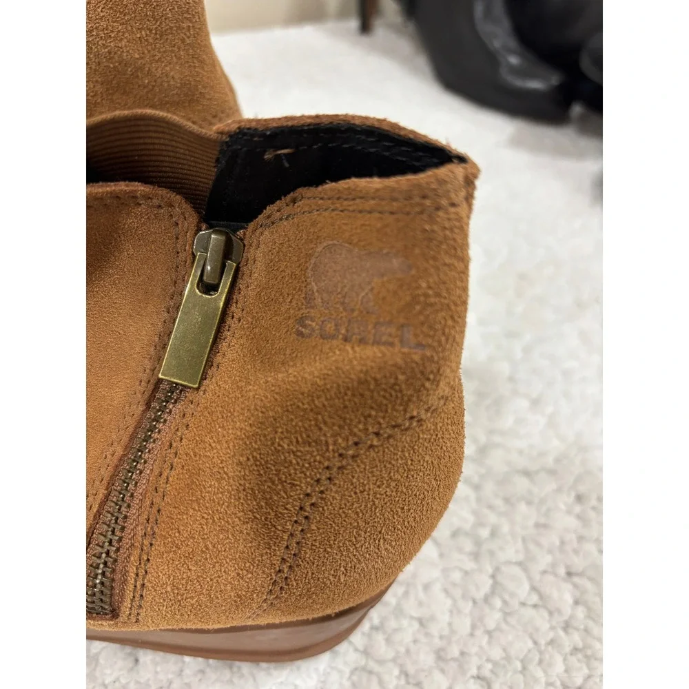Sorel Womens 12 Brown Suede Wedge Ankle Bootie Everyday Comfort Casual Boho
